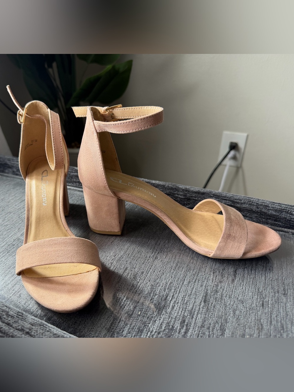 Classic Blush Ankle-Strap Block Heel Sandals